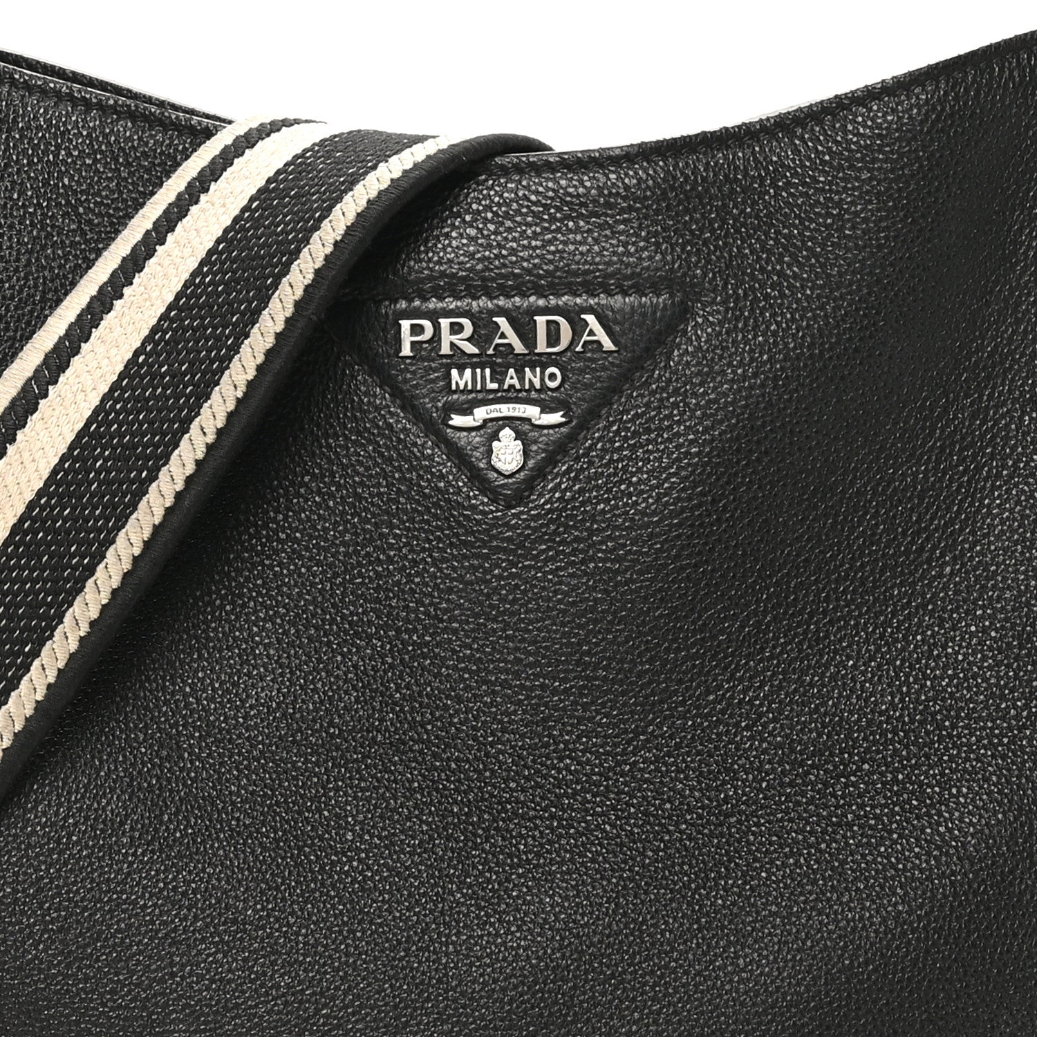 Prada Vitello Daino Soft Hobo Messenger Bag Black