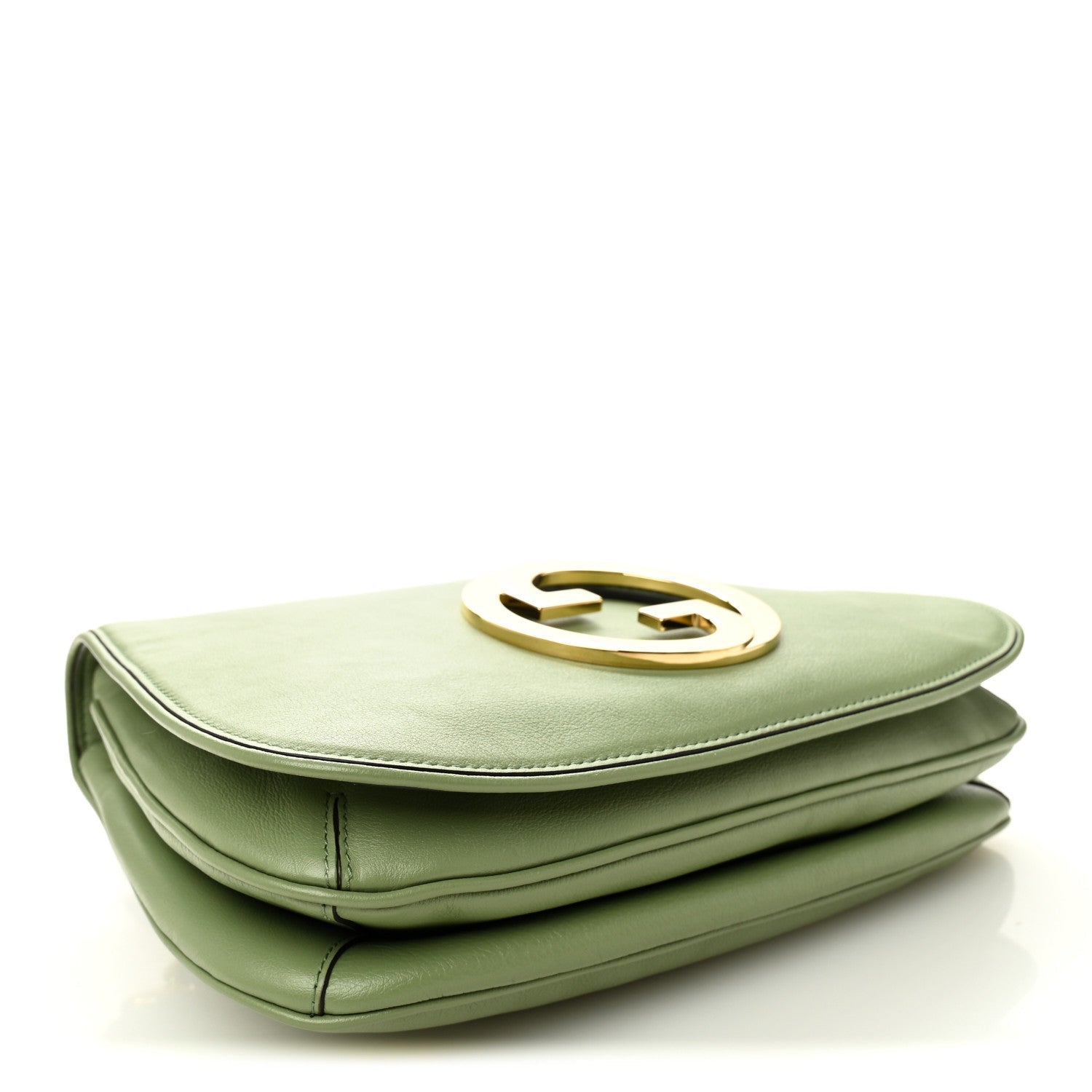 Gucci Roxy Calfskin Web Medium Blondie Top Handle Shoulder Flap Bag Salamander Green