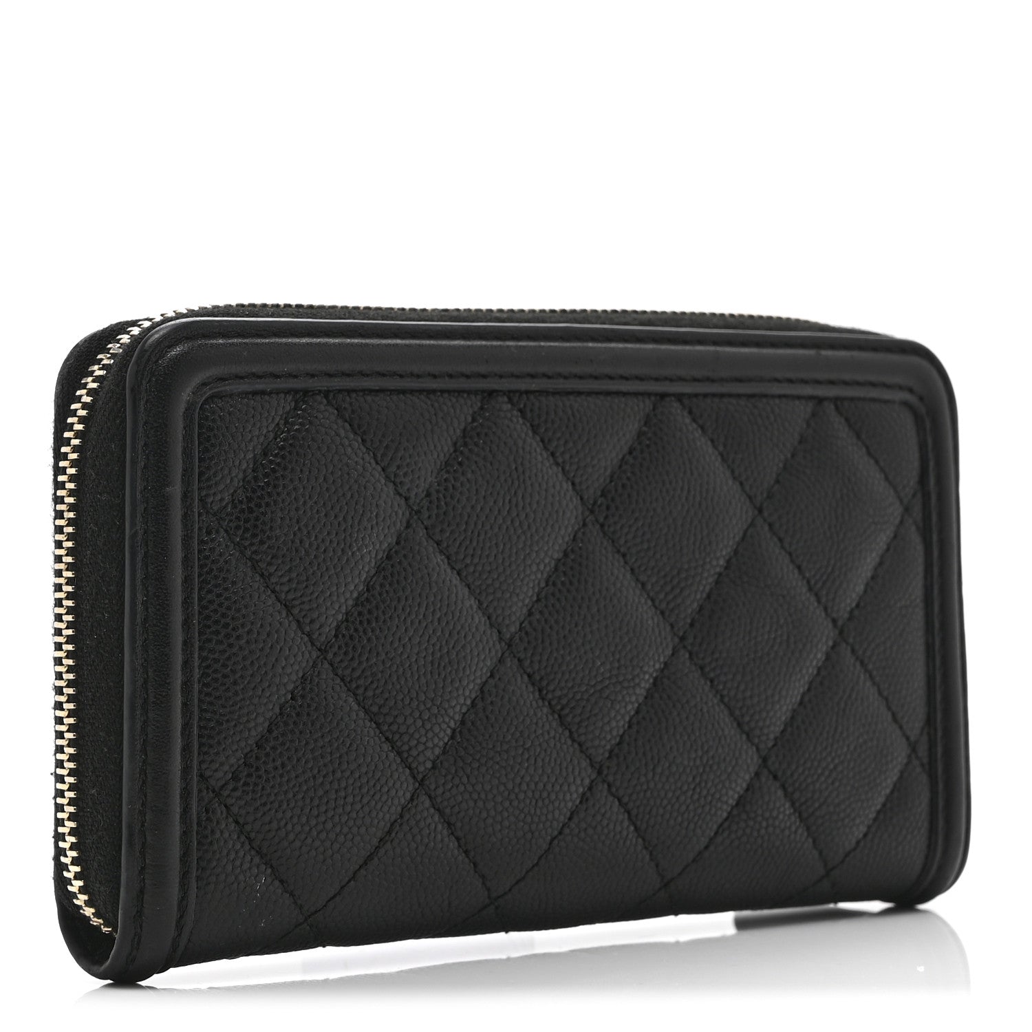 Caviar Quilted Medium Filigree Zip Around Wallet Black
