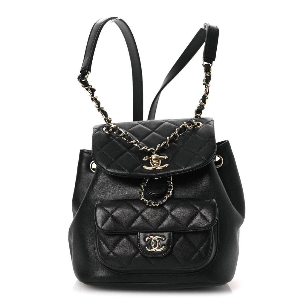 Chanel Lambskin Quilted Small Duma Drawstring Backpack Black