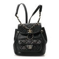 Chanel Lambskin Quilted Small Duma Drawstring Backpack Black