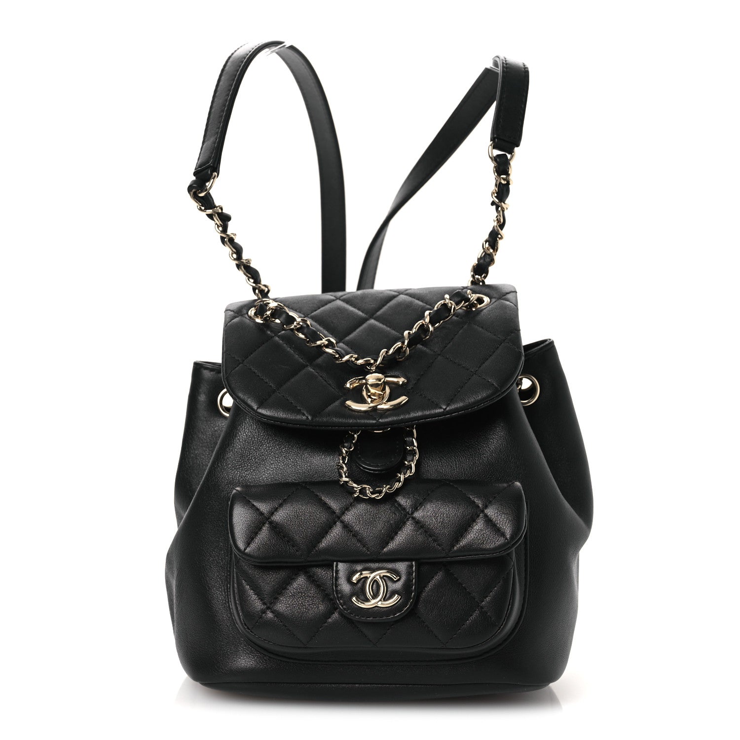 Chanel Lambskin Quilted Small Duma Drawstring Backpack Black