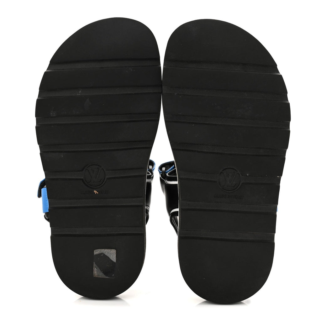 Louis Vuitton Calfskin Monogram Pool Pillow Flat Comfort Sandals 38 Blue