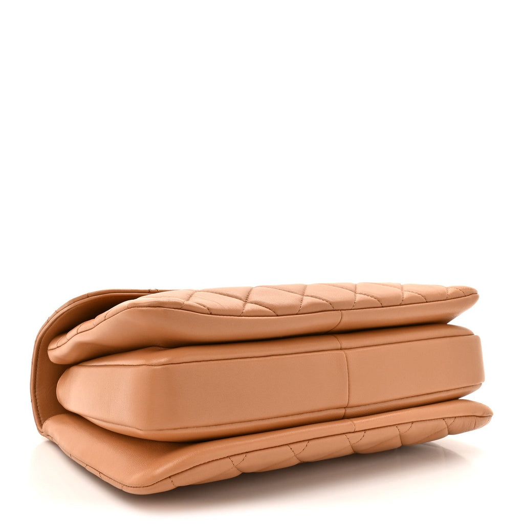 Chanel Lambskin Quilted Medium Trendy CC Flap Dual Handle Bag Camel