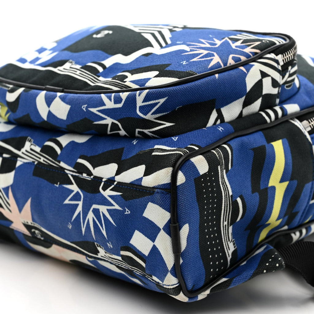 Chanel Canvas Cruise La Pausa Print Backpack Blue Multicolor