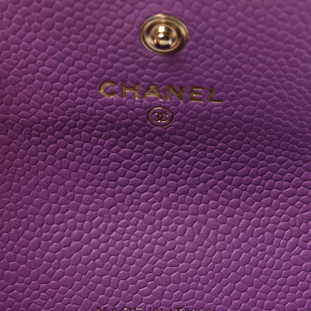 Caviar Quilted Boy Flap Card Holder Purple