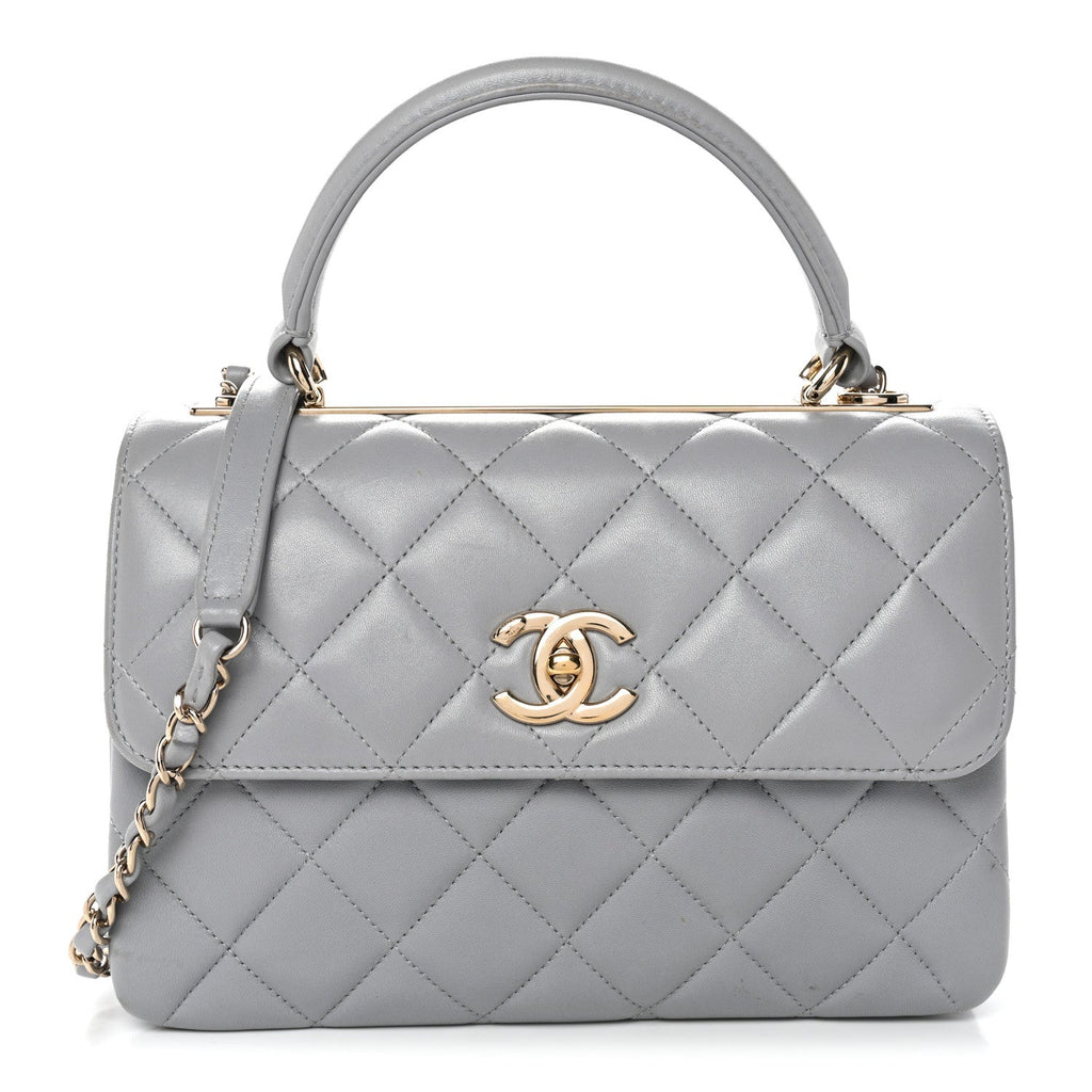 Chanel Lambskin Quilted Small Trendy CC Flap Dual Handle Bag Grey