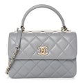 Chanel Lambskin Quilted Small Trendy CC Flap Dual Handle Bag Grey