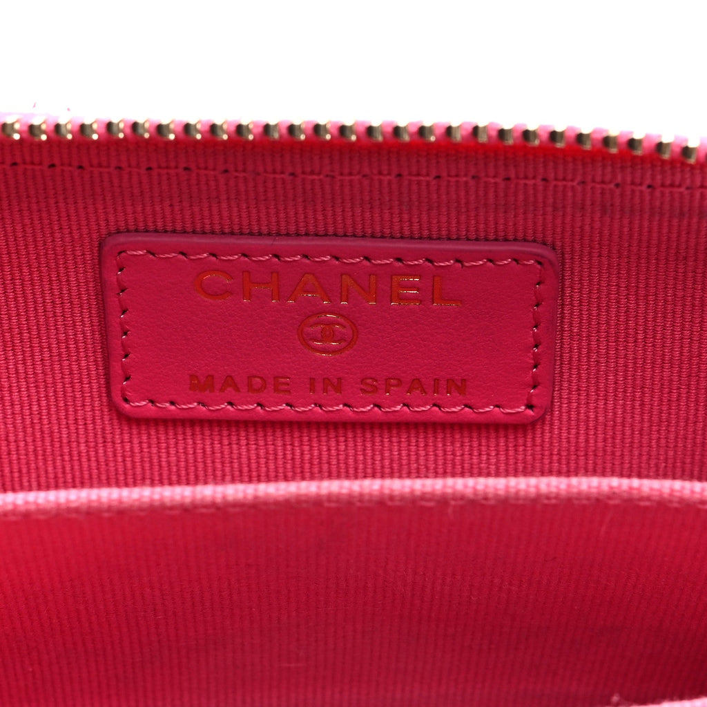 Caviar Quilted Zip Around Coin Purse Pink