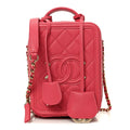 Chanel Caviar Quilted CC North South Filigree Vanity Case Pink