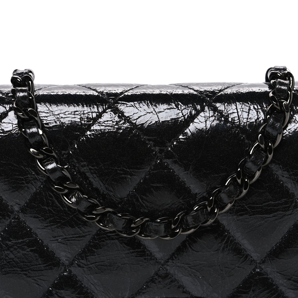 Chanel Glazed Aged Calfskin Reissue Wallet On Chain WOC So Black
