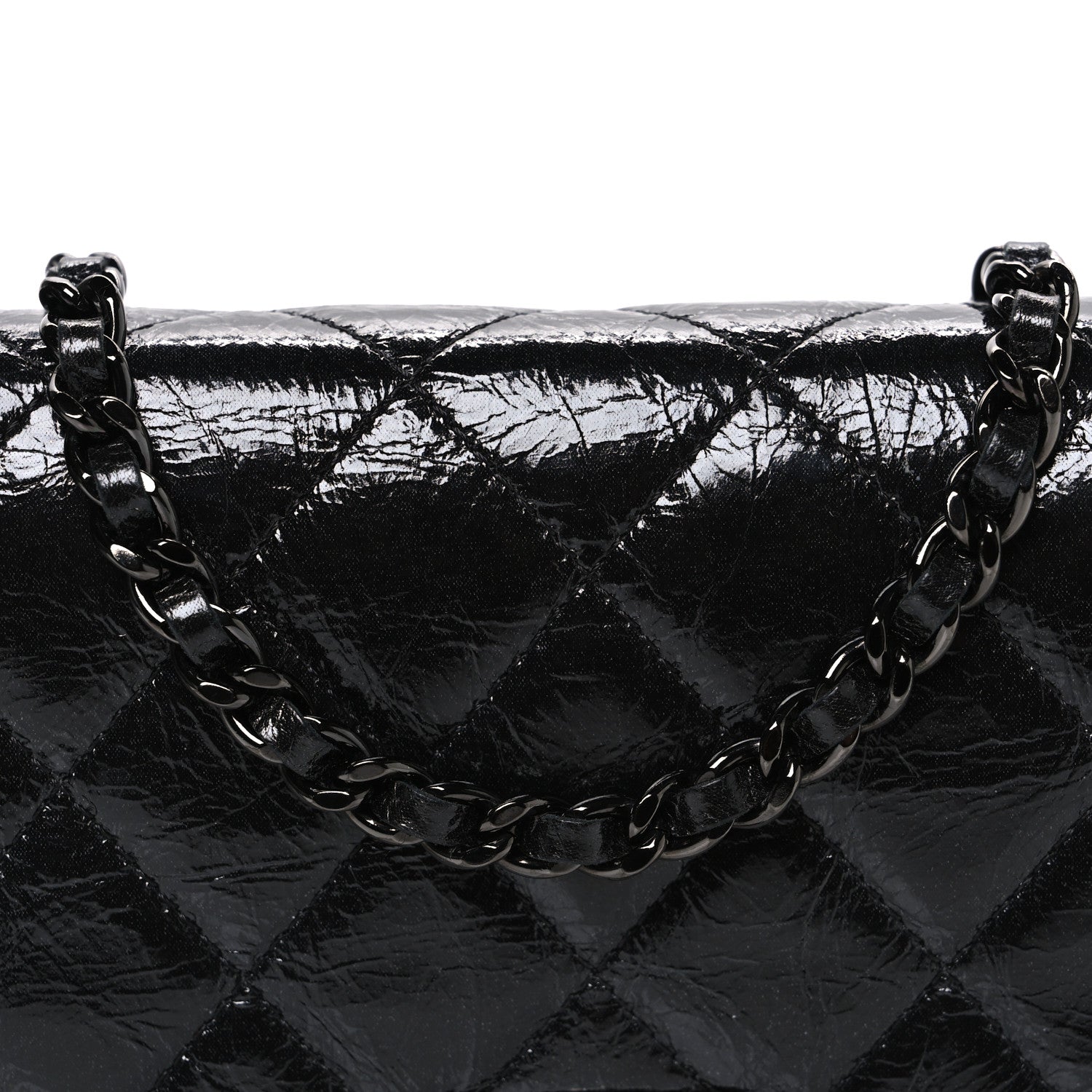 Chanel Glazed Aged Calfskin Reissue Wallet On Chain WOC So Black