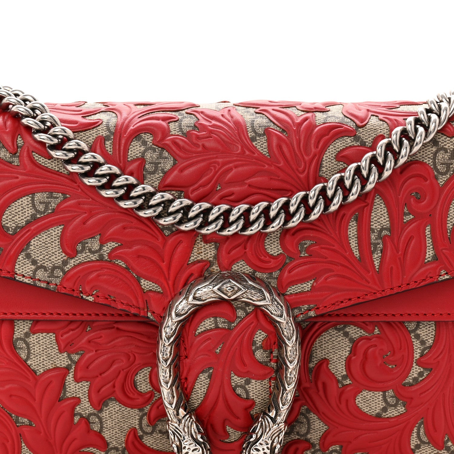 Gucci GG Supreme Monogram Arabesque Dionysus Shoulder Bag Hibiscus Red