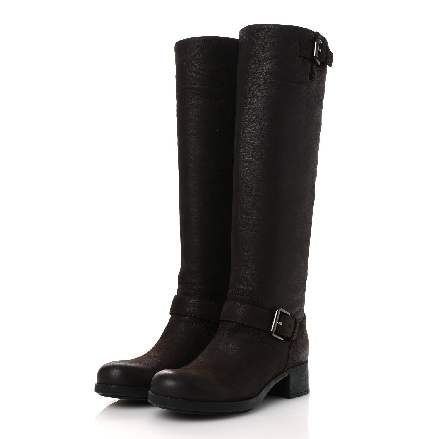 Prada Capra Antic Donna Tall Riding Boots 37 Ebano