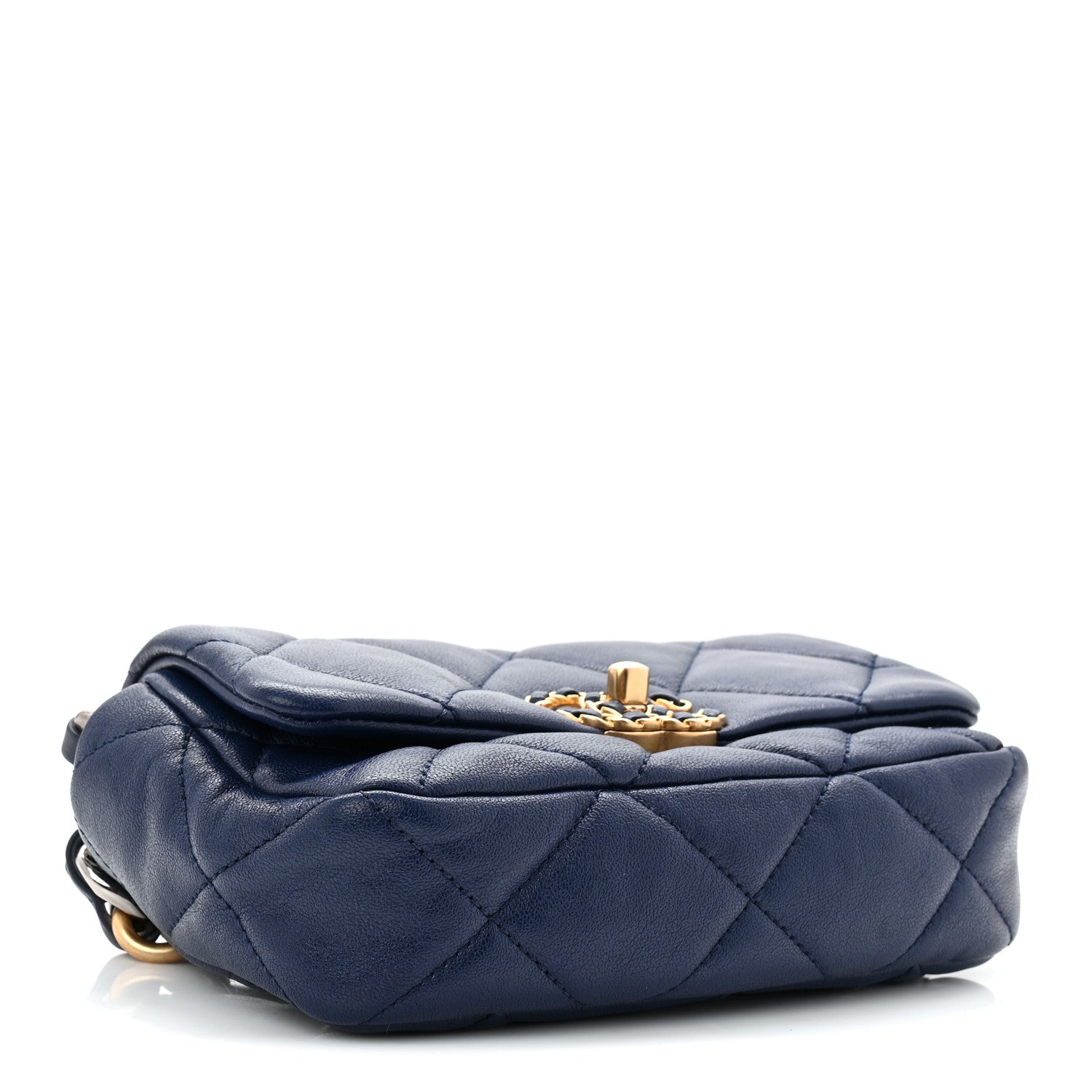 Chanel Goatskin Quilted Chanel 19 Waist Bag Dark Blue