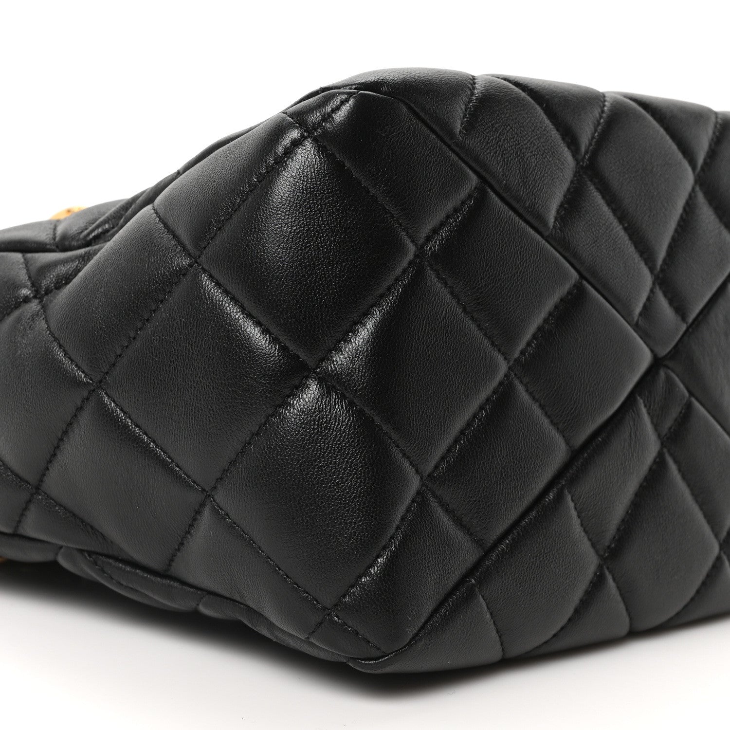 Chanel Lambskin Quilted Small Top Handle Shopping Bag Black