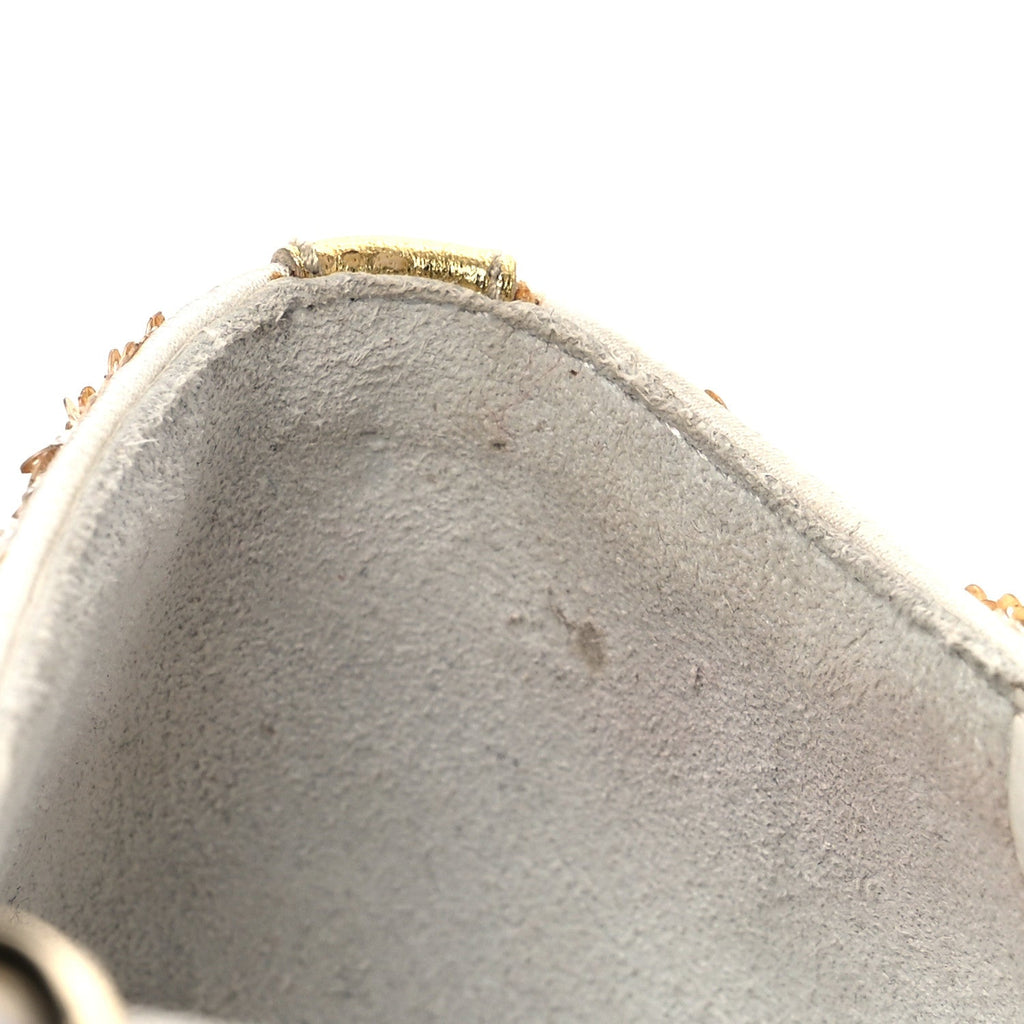 Metallic Sequin Peep Toe Pumps 37.5 Light Gold White