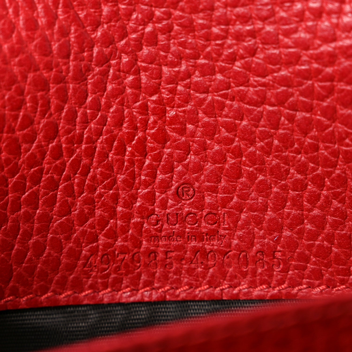 Gucci Dollar Calfskin Mini GG Marmont Chain Wallet Hibiscus Red