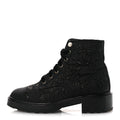 Grosgrain Tweed Pearl CC Combat Short Boots 39 Black