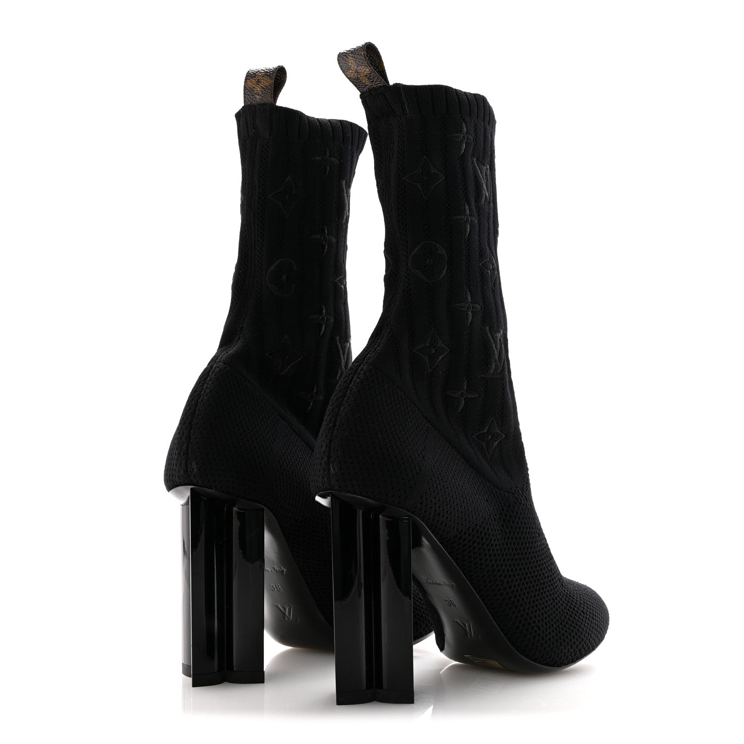 Louis Vuitton Monogram Stretch Fabric Silhouette Ankle Boots 38 Black
