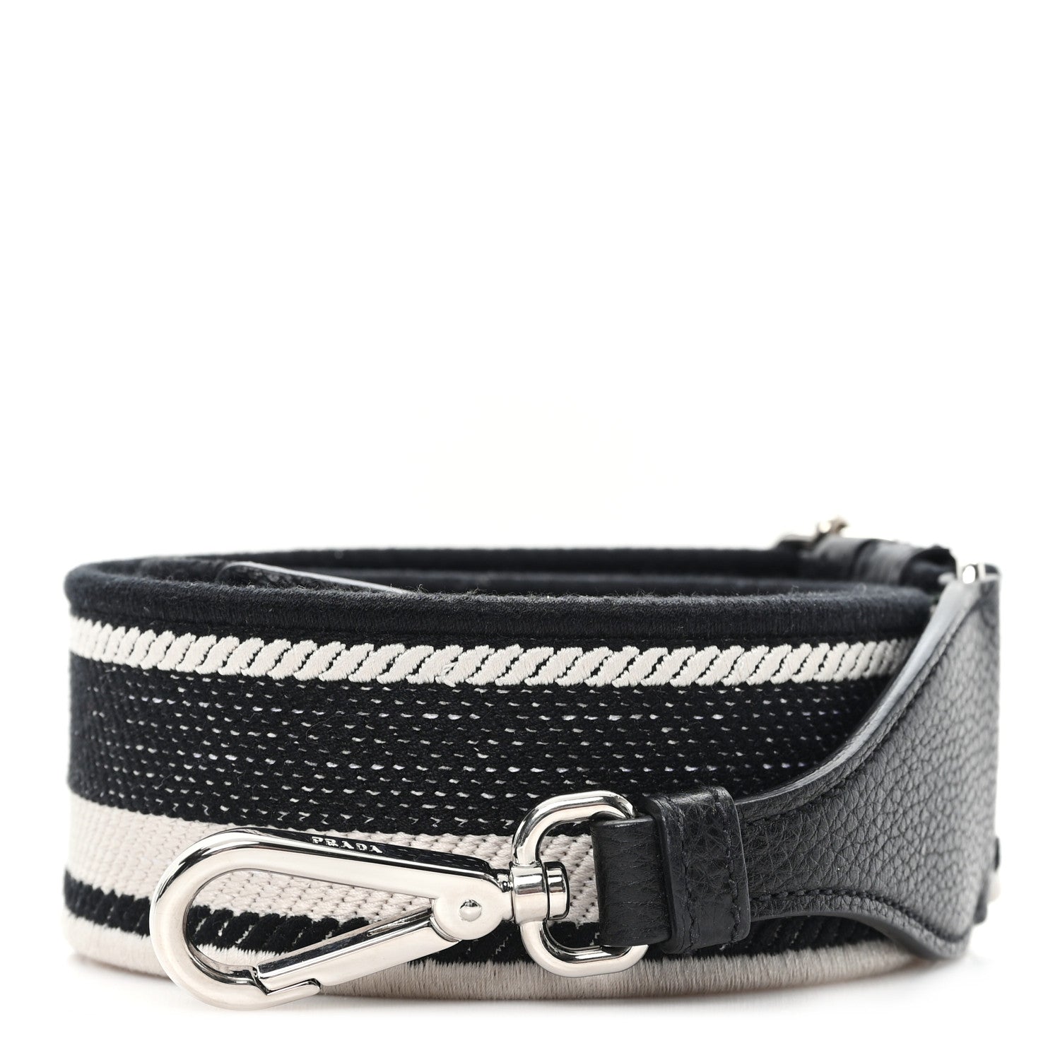 Prada Canvas Calfskin Logo Shoulder Strap Black Beige