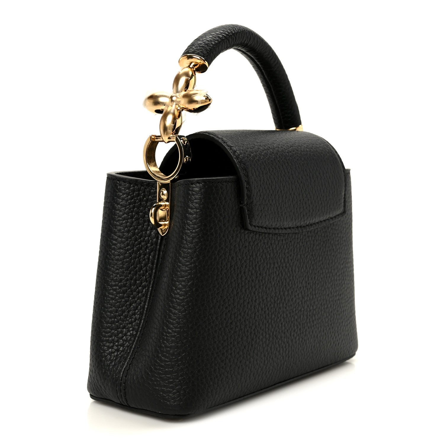 Louis Vuitton Taurillon Embellished Flower Handle Capucines Mini Black