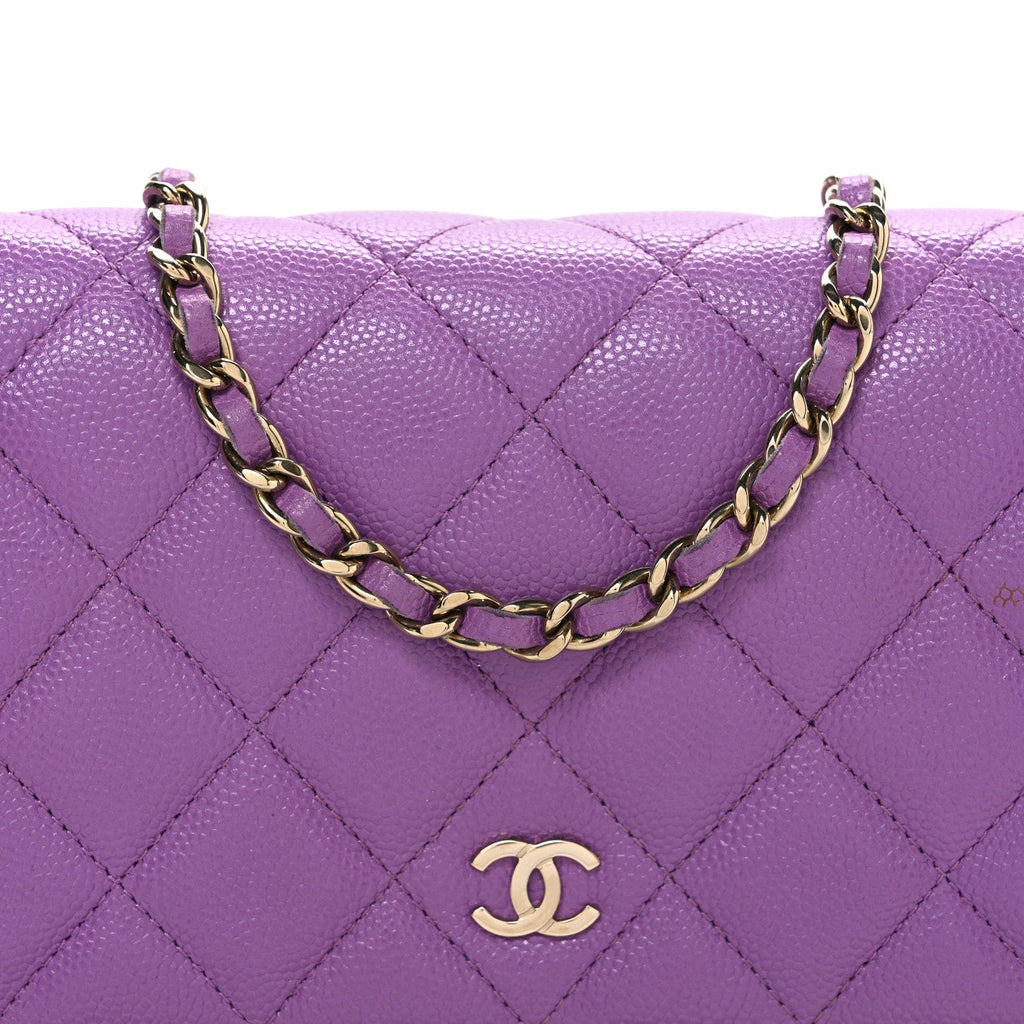 Chanel Caviar Quilted Wallet On Chain WOC Purple