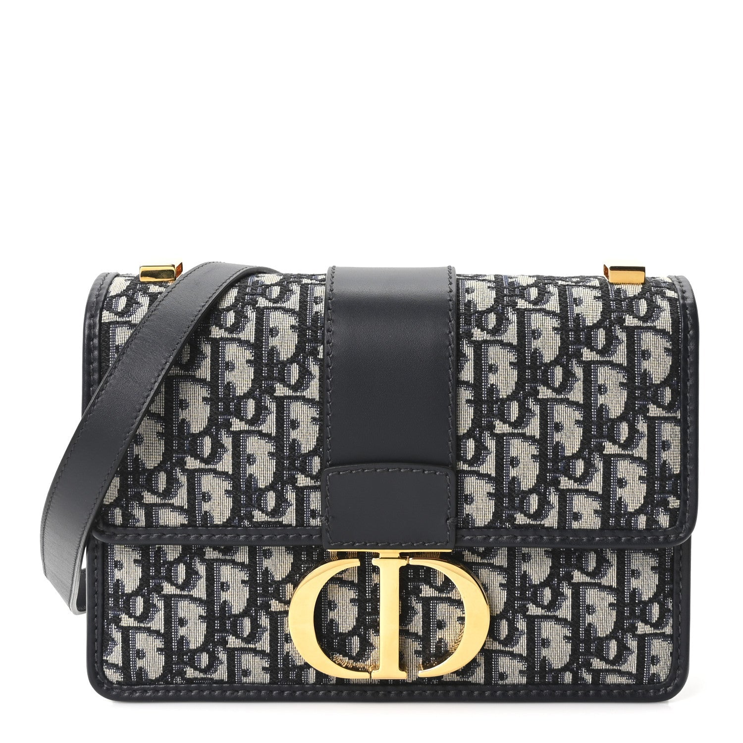 Christian Dior Oblique 30 Montaigne Flap Bag Blue