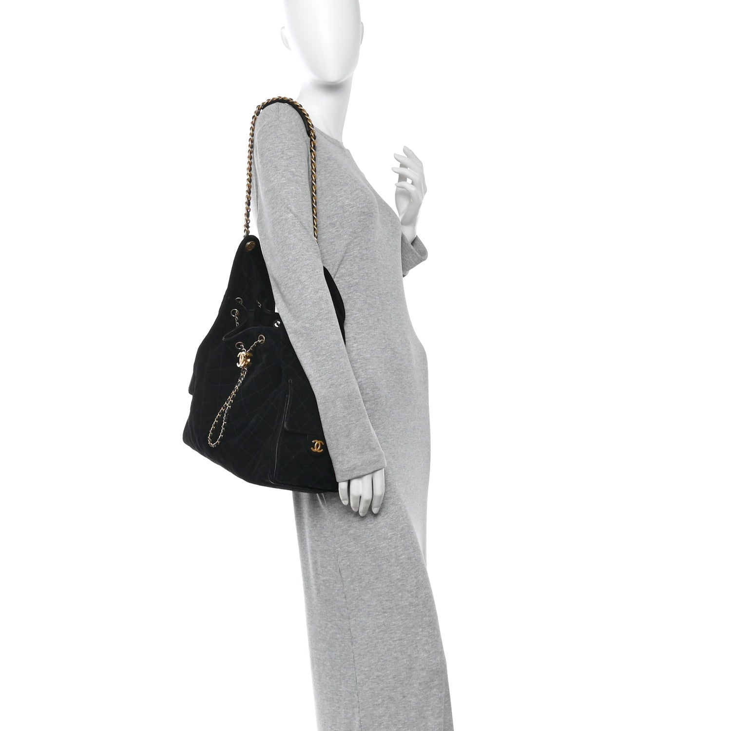 Chanel Suede Quilted Medium Chanel 25 Handbag Black