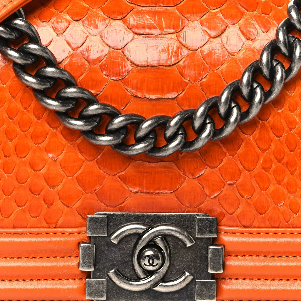 Chanel Snakeskin Small Boy Flap Orange