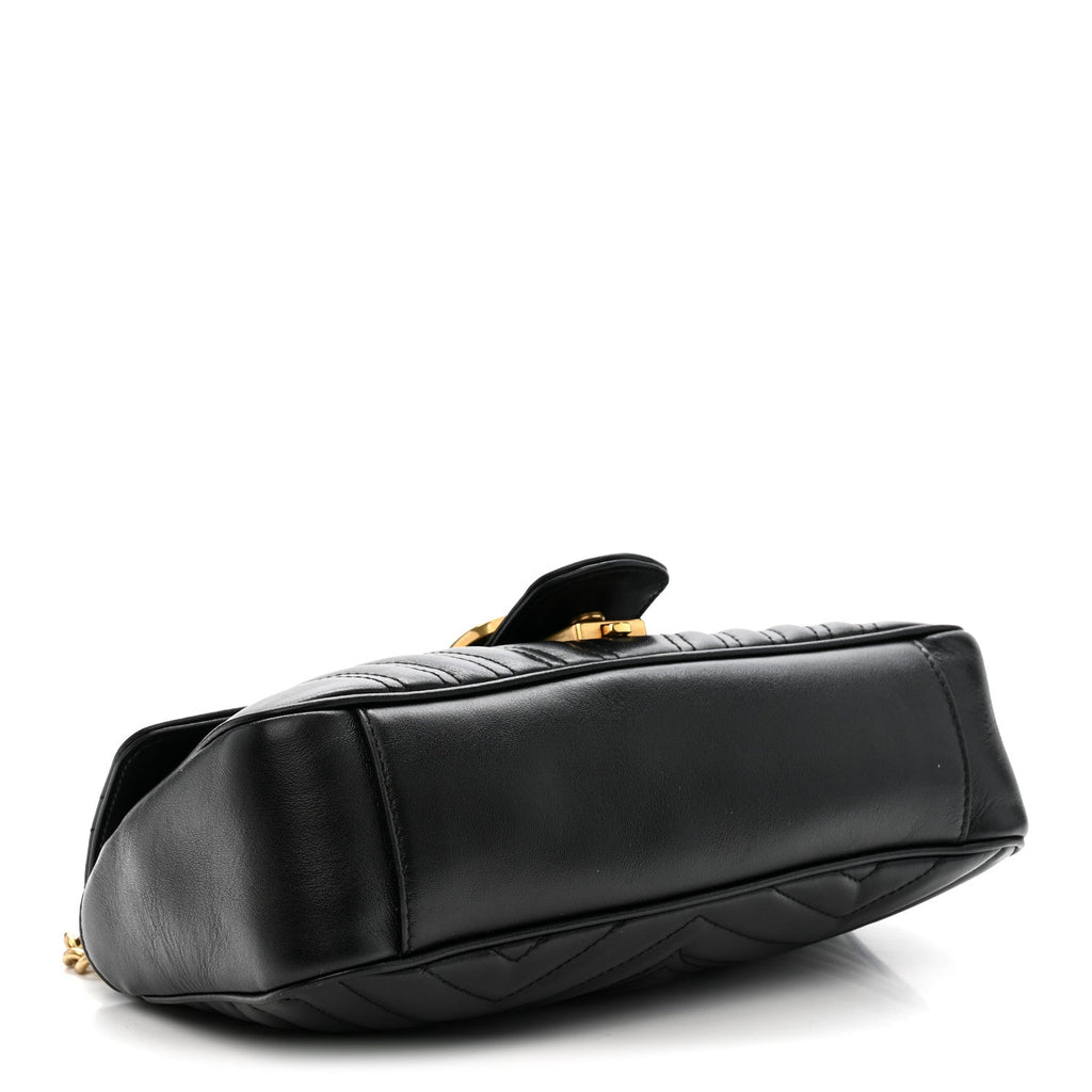 Gucci Calfskin Matelasse Small GG Marmont Shoulder Bag Black