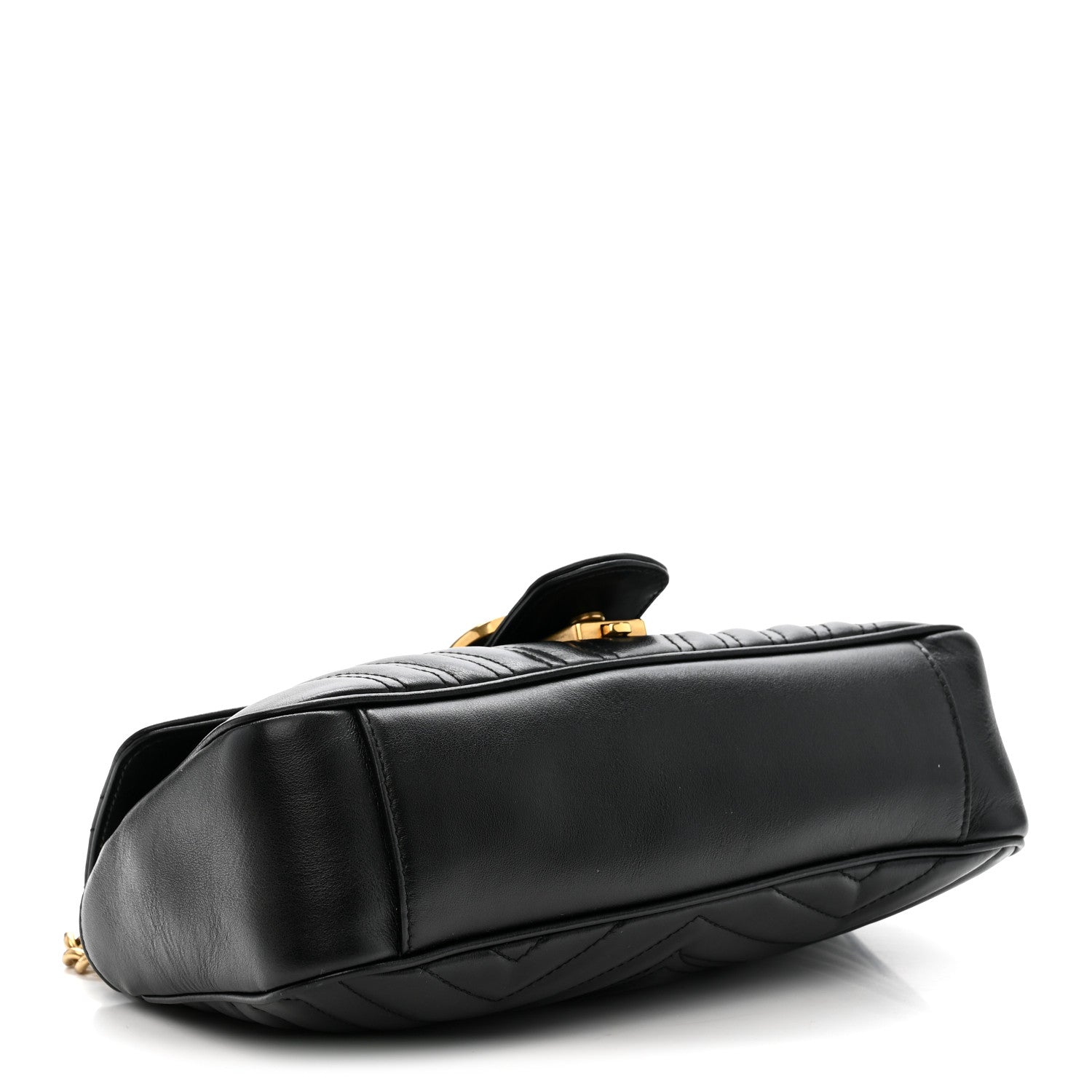Gucci Calfskin Matelasse Small GG Marmont Shoulder Bag Black