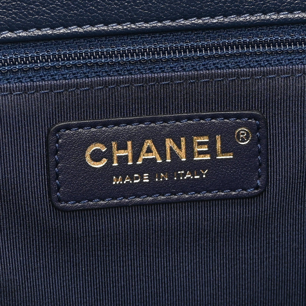 Chanel Goatskin Quilted Duma Drawstring Backpack Navy Turquoise Pink