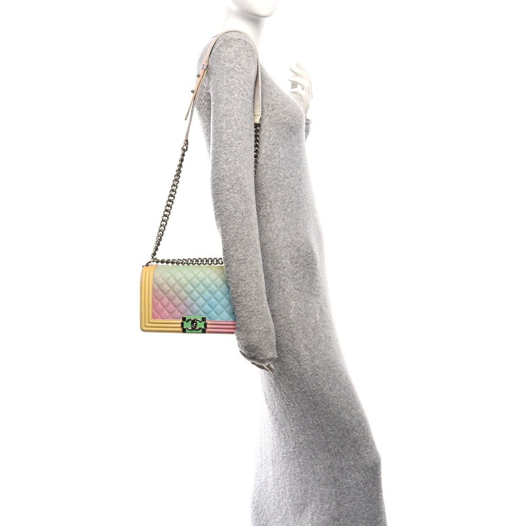 Chanel Caviar Quilted Medium Cuba Rainbow Boy Flap Multicolor
