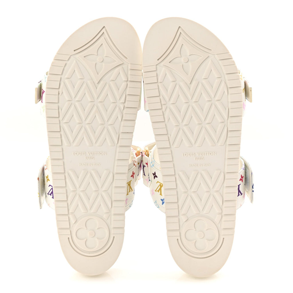 Louis Vuitton LV X TM Monogram Multicolor Bom Dia Comfort Mule Sandals 38.5 White