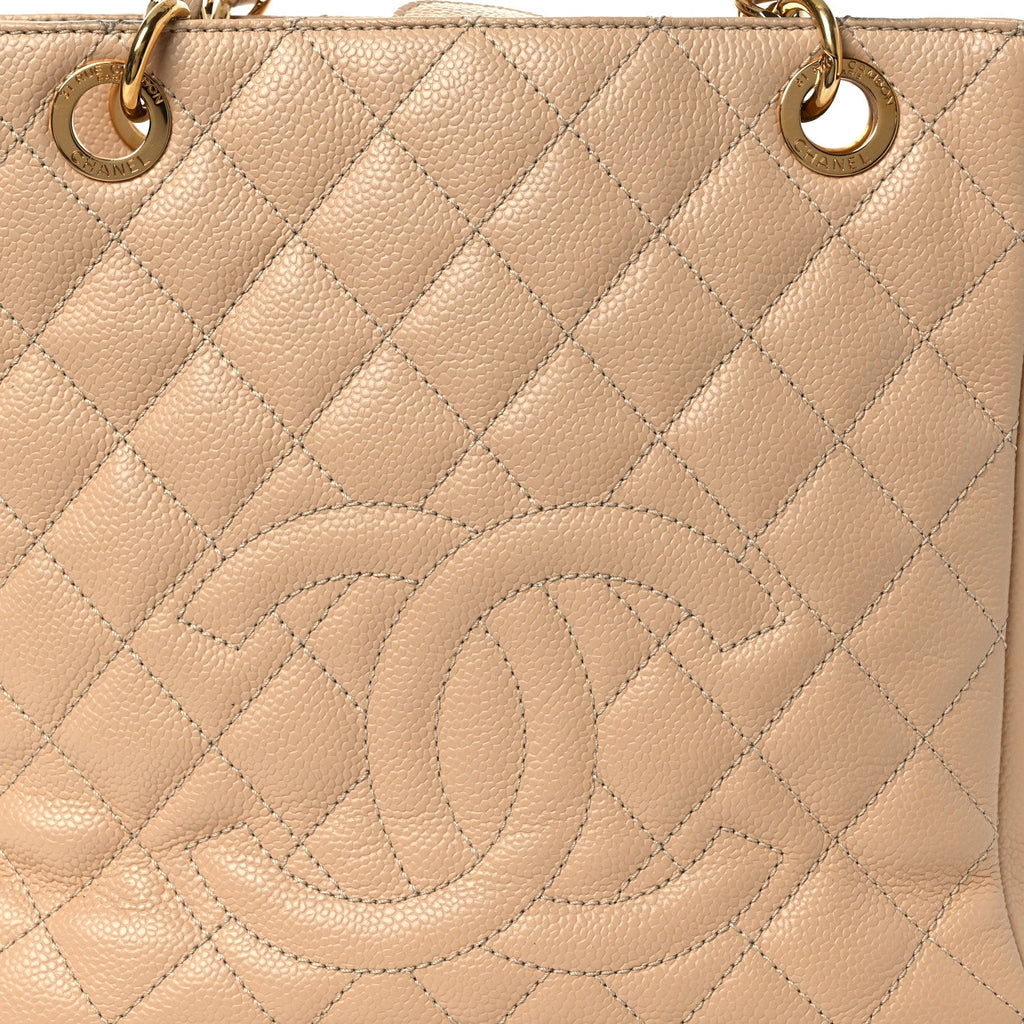Chanel Caviar Quilted Petit Shopping Tote PST Beige Clair