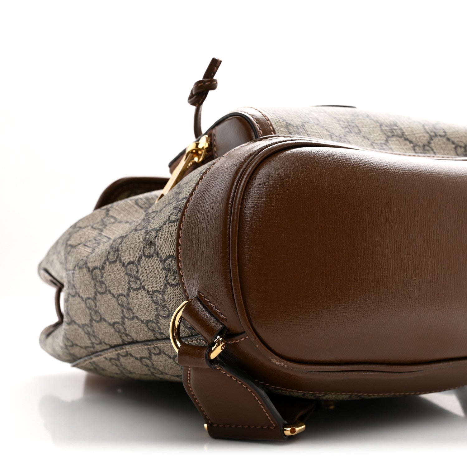 Gucci GG Supreme Monogram Azalea Calfskin Retro Interlocking G Buckle Backpack Beige Ebony Brown Sugar