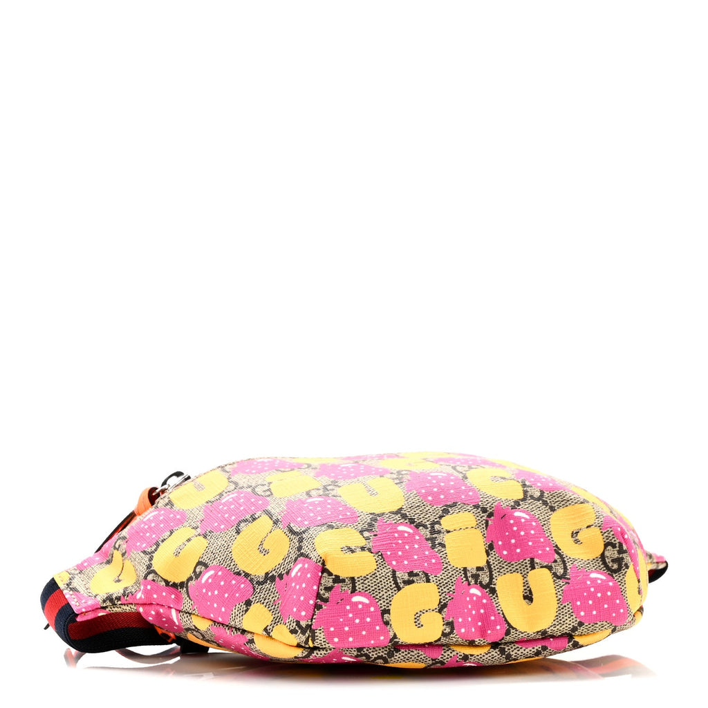 Gucci GG Supreme Monogram Childrens Strawberry Print Belt Bag Multicolor