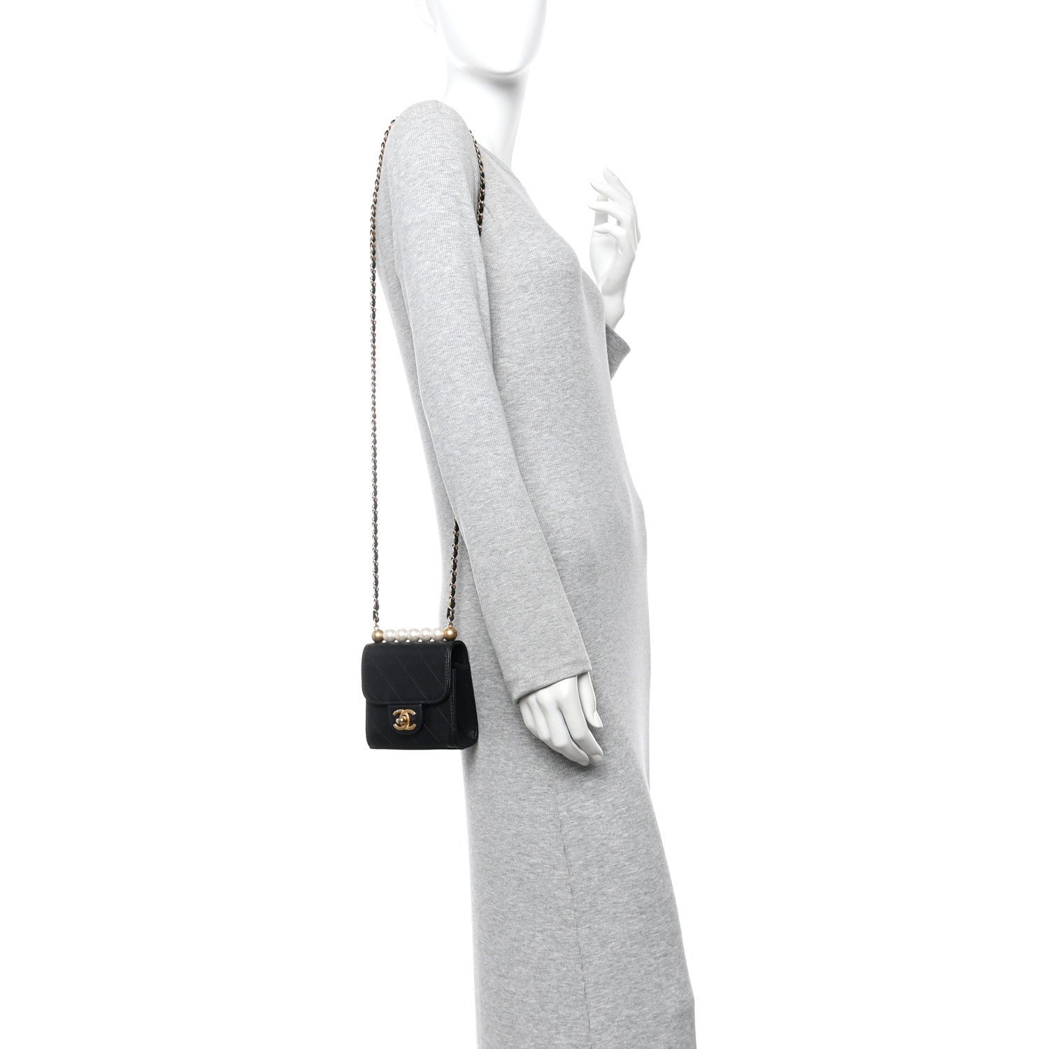 Chanel Lambskin Quilted Chic Pearls Flap Black