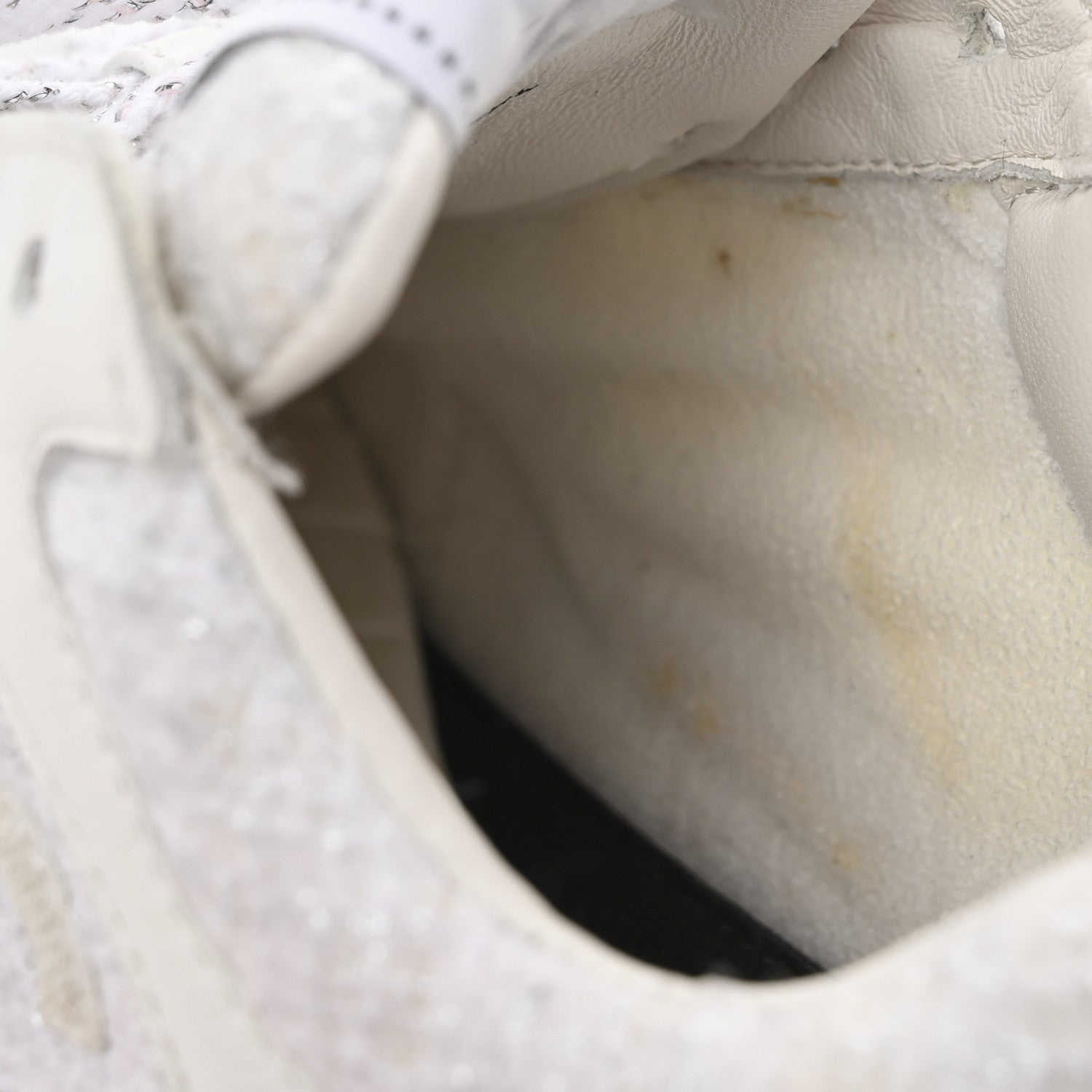 Painted Iridescent Cotton Tweed Suede Calfskin Womens CC Sneakers 35.5 White Silver Multicolor