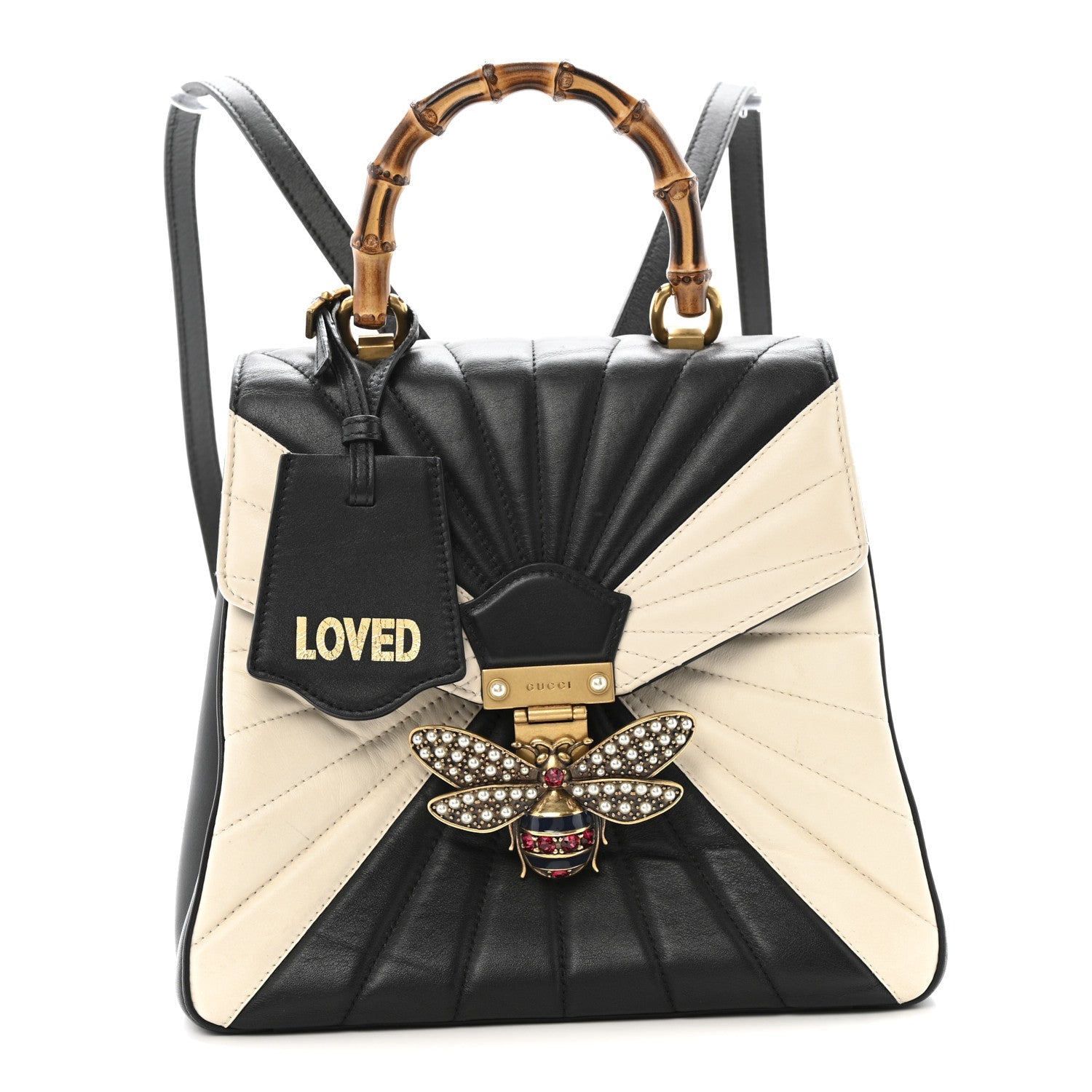 Gucci Calfskin Bamboo Trapuntata Queen Margaret Backpack Mystic White Black