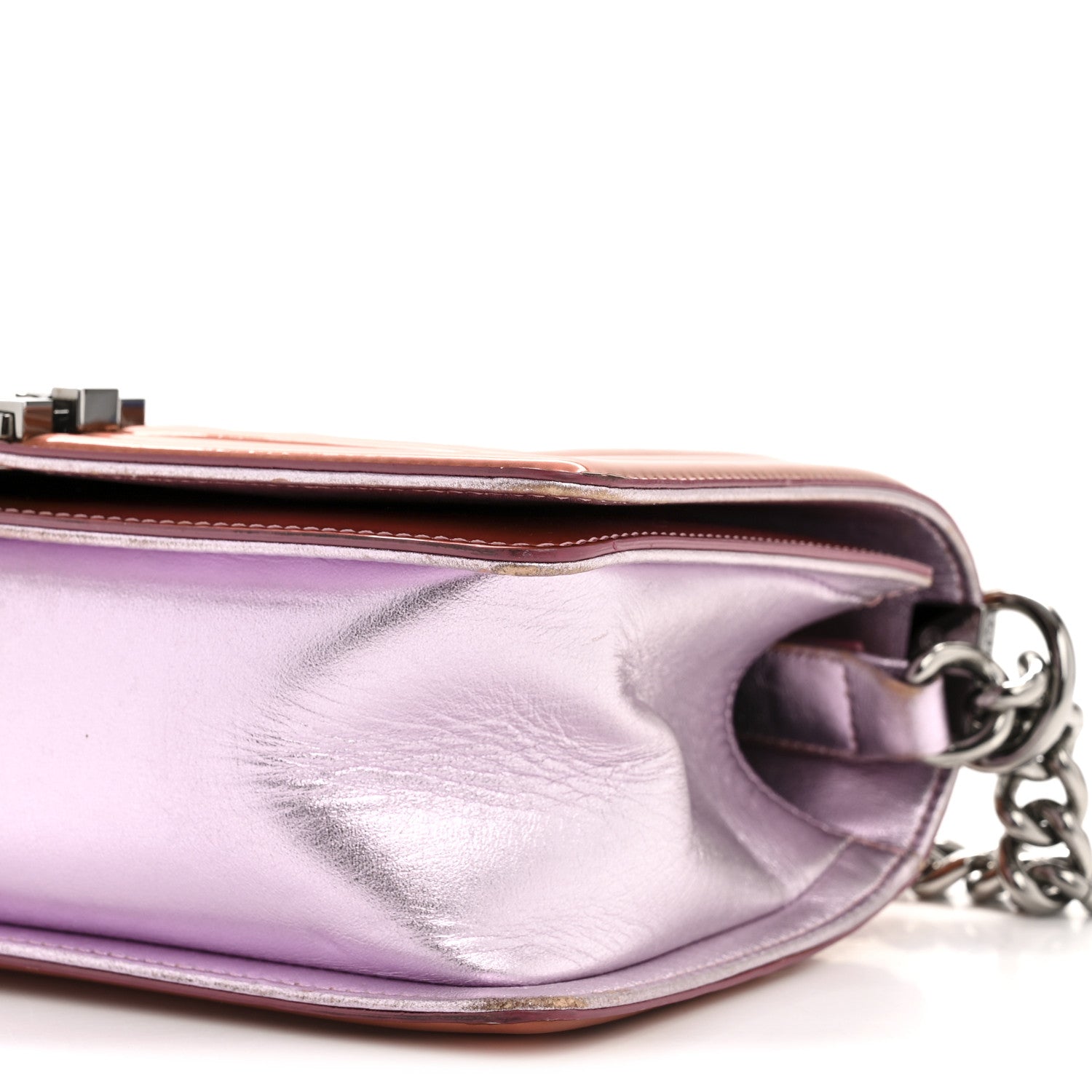 Chanel Metallic Patent Calfskin Quilted Medium Boy Flap Light Pink