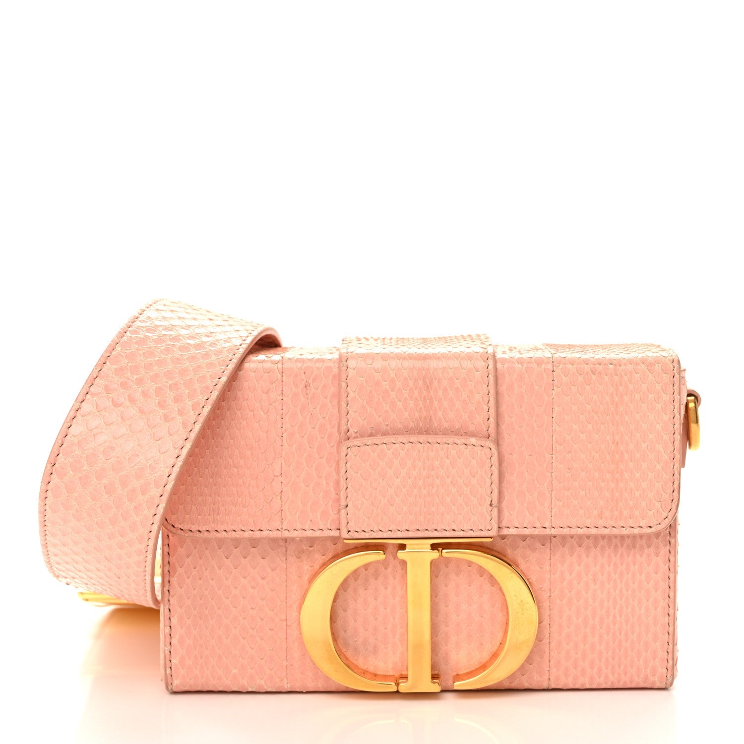 Christian Dior Snakeskin 30 Montaigne Box Bag Rose Clair