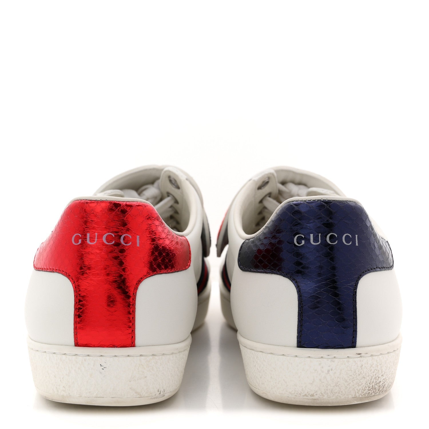 Gucci Calfskin Ayers Web Blind for Love Embroidered Womens Ace Sneakers 40.5 White