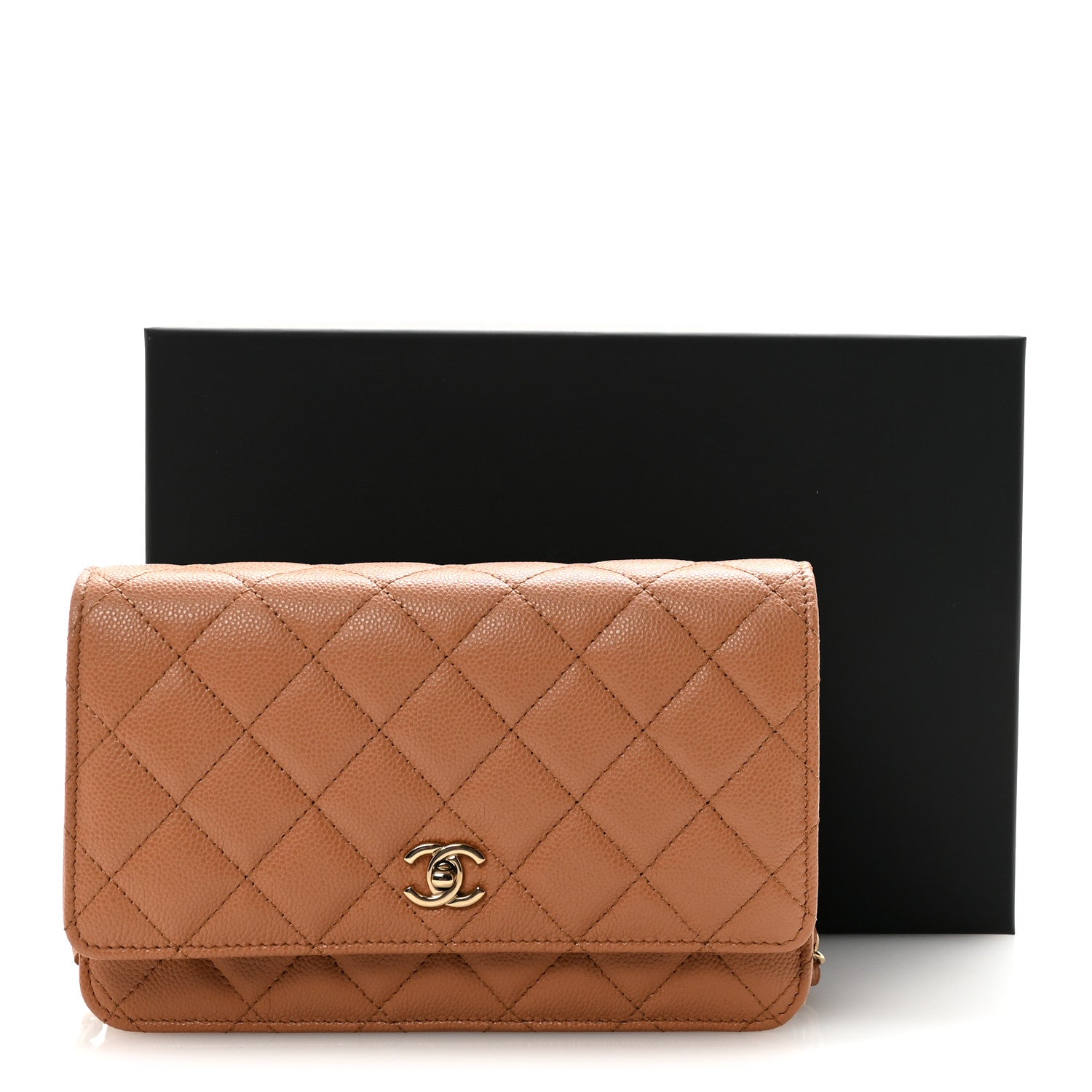 Chanel Caviar Quilted CC Turnlock Wallet On Chain WOC Brown