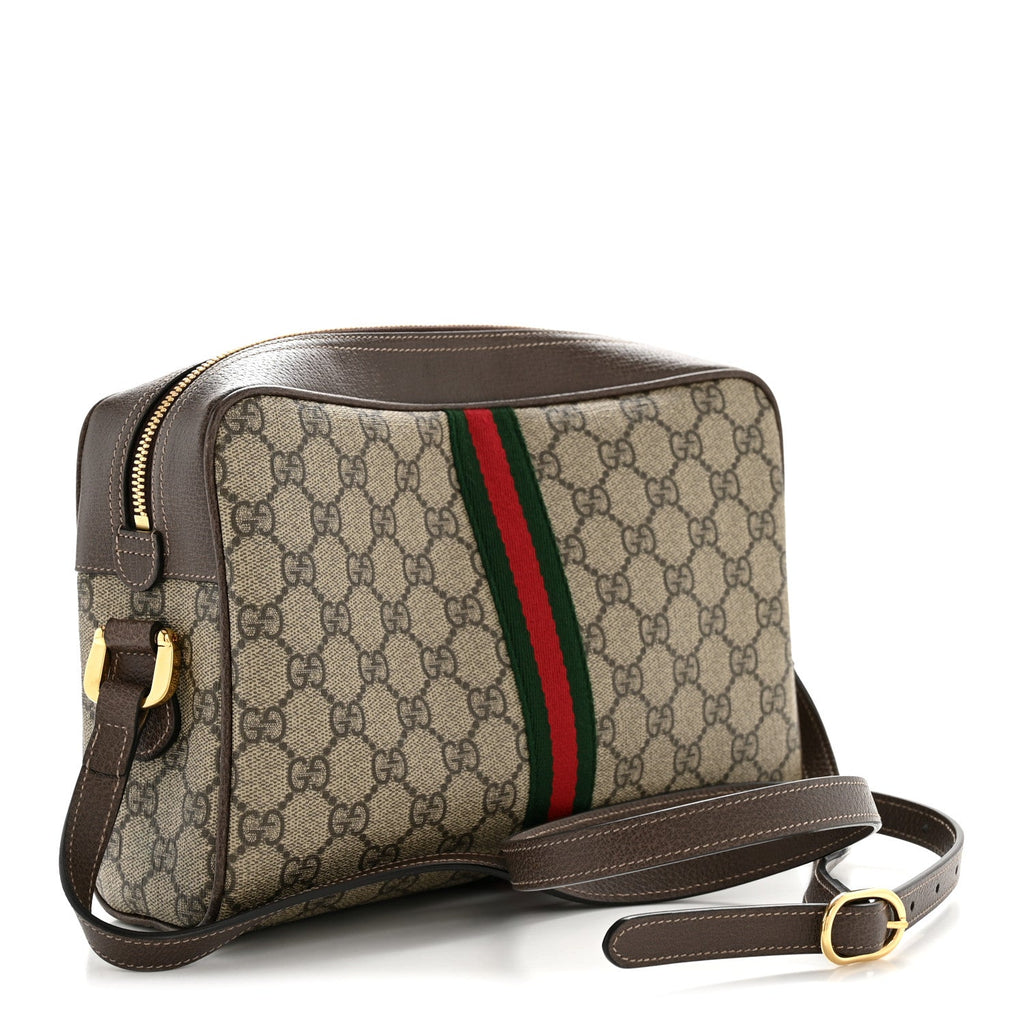 Gucci GG Supreme Monogram Web Small Ophidia Shoulder Bag Brown