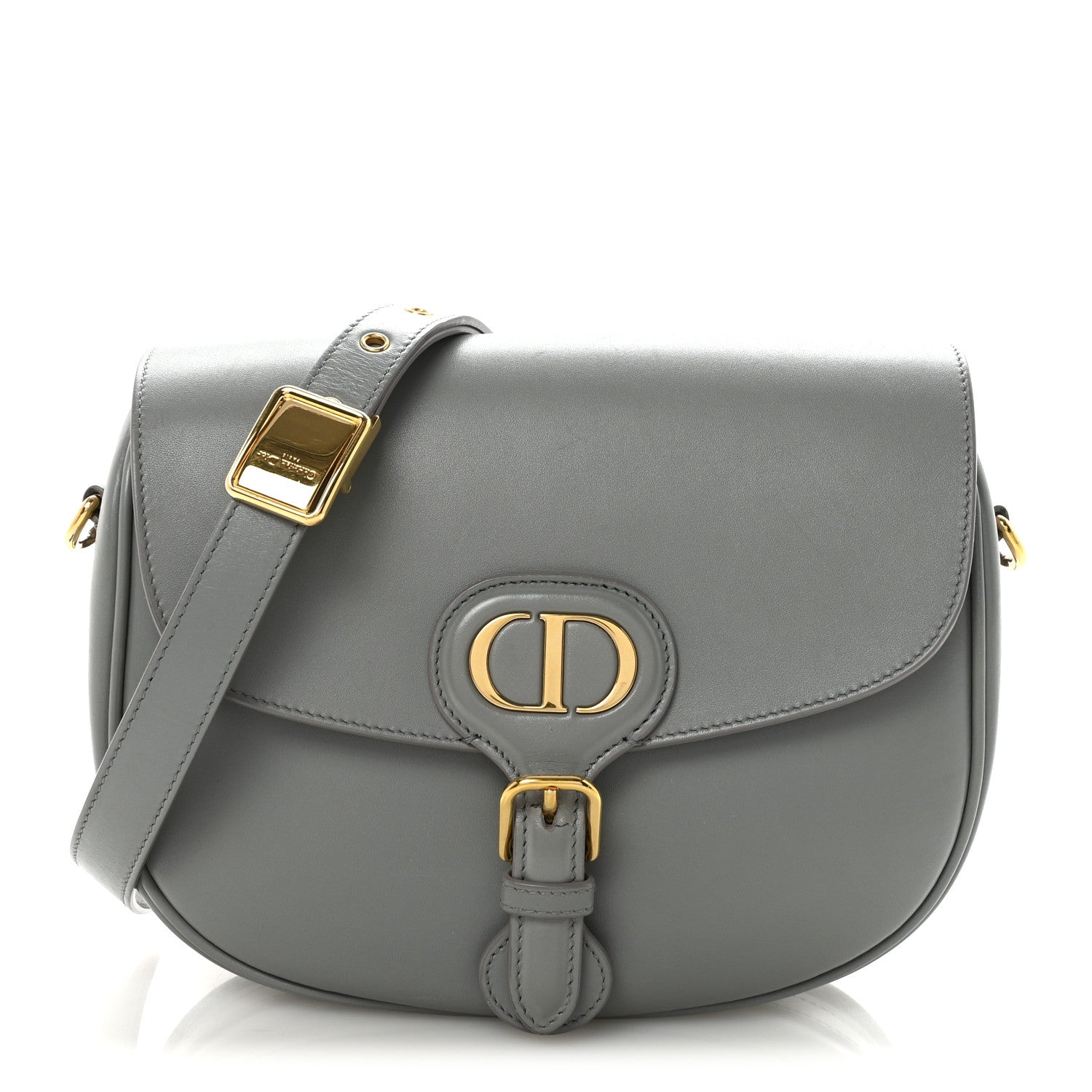 Christian Dior Box Calfskin Medium Bobby Flap Gray