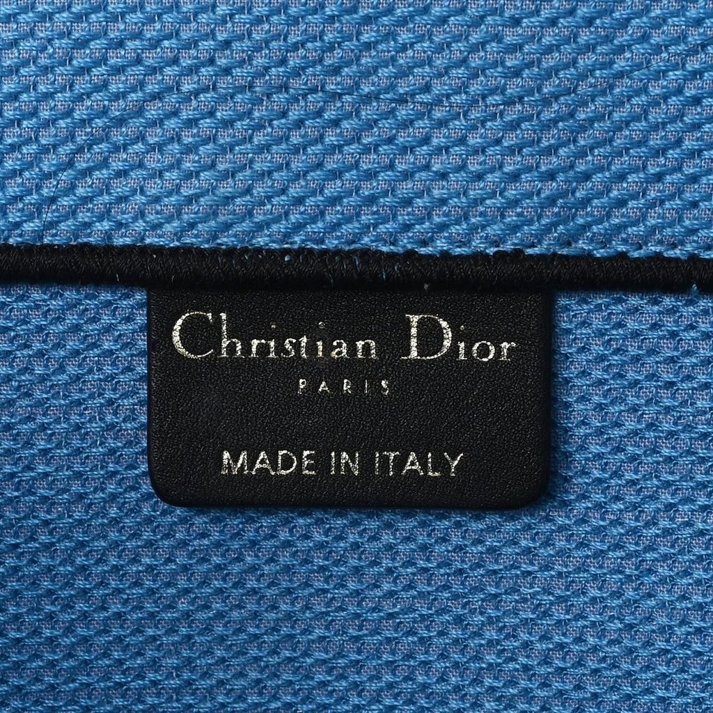 Christian Dior Canvas Embroidered Large Jungle Pop Book Tote Blue Multicolor