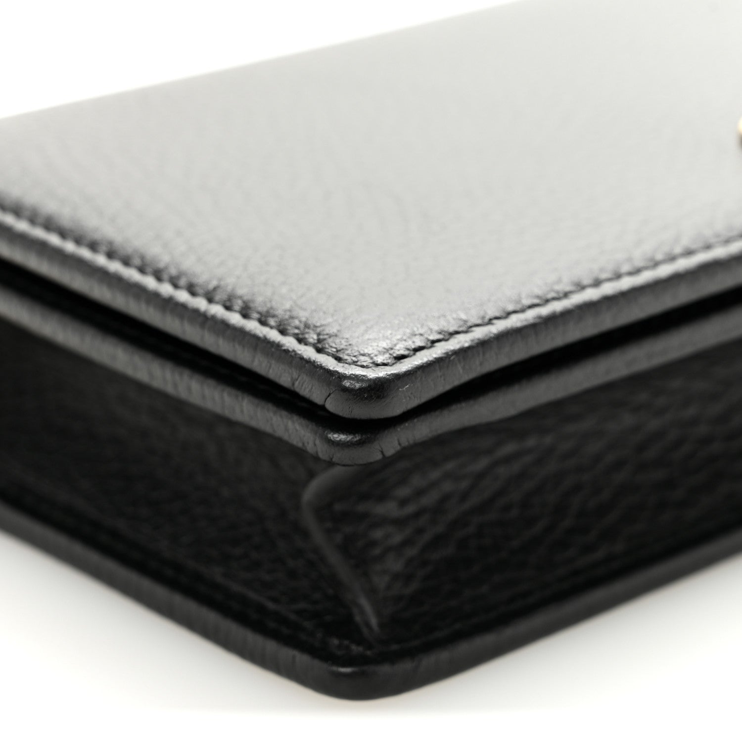 Gucci Calfskin Mini GG Marmont Chain Wallet Black