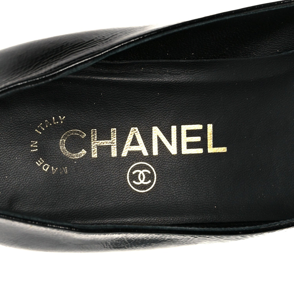 Patent Calfskin Cap Toe Mary Janes 36.5 Black